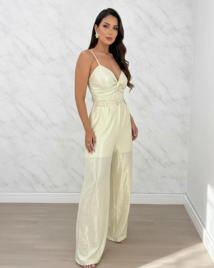 Conjunto Feminino Brilho Festa Manu Ellas Modas Dourado